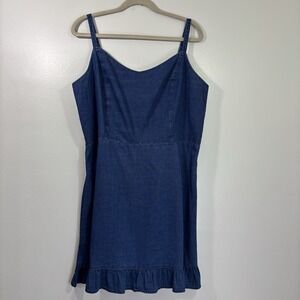 Old Navy Size XL Blue Jean Cami Ruffle Denim Spaghetti Strap Dress EUC!